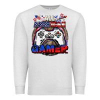 Oatmeal Heather All American gamer 4th of july Premium Sweatshirt - CowGirlArtShop