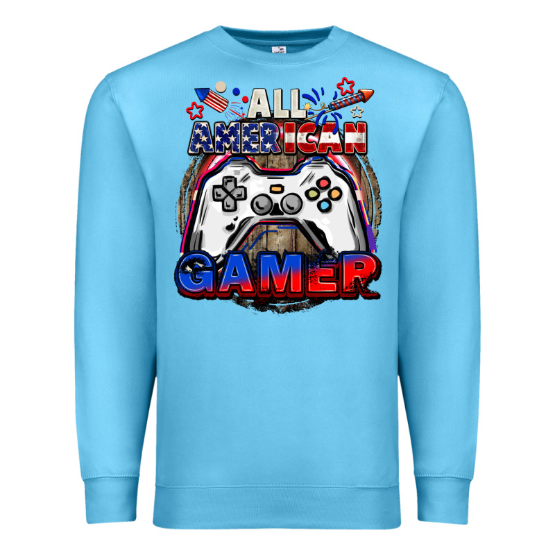 All American Gamer 4th Of July Premium Sweatshirt by CowGirlArtShop | Teevron