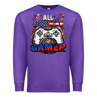 Purple All American gamer 4th of july Premium Sweatshirt - CowGirlArtShop