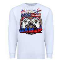 White All American gamer 4th of july Premium Sweatshirt - CowGirlArtShop