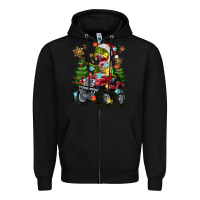 Black Christmas T-rex With Monster Truck Zipper Hoodie - MaliasSmallBusiness