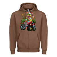 Chestnut Christmas T-rex With Monster Truck Zipper Hoodie - MaliasSmallBusiness