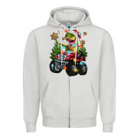 Dove Grey Christmas T-rex With Monster Truck Zipper Hoodie - MaliasSmallBusiness