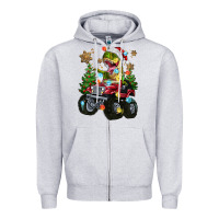 Heather Grey Christmas T-rex With Monster Truck Zipper Hoodie - MaliasSmallBusiness