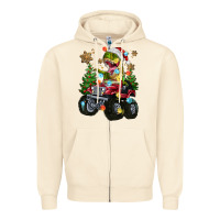 Sandshell Christmas T-rex With Monster Truck Zipper Hoodie - MaliasSmallBusiness