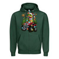 Sports Green Christmas T-rex With Monster Truck Zipper Hoodie - MaliasSmallBusiness