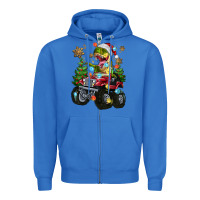 True Royal Christmas T-rex With Monster Truck Zipper Hoodie - MaliasSmallBusiness