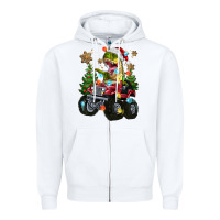 White Christmas T-rex With Monster Truck Zipper Hoodie - MaliasSmallBusiness