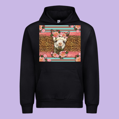 Llama And Roses Glitter Urban Hoodie Designed By Lillyallendesigns