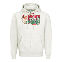Oatmeal Heather Santa's Favorite Nurse Zipper Hoodie - MaliasSmallBusiness
