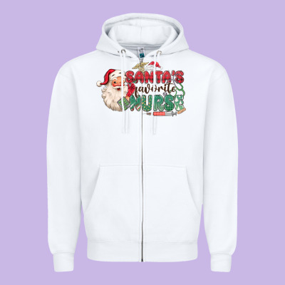 Zipper Hoodie Santa's Favorite Nurse