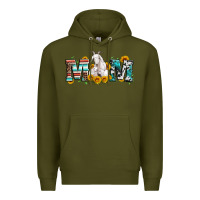 Army Green goat mom serape leopard cowhide goat family Premium Hoodie - Artiststas