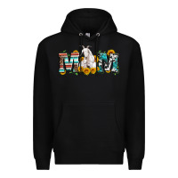 Black goat mom serape leopard cowhide goat family Premium Hoodie - Artiststas