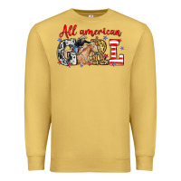 Antique Gold All American girl with cowgirl Premium Sweatshirt - Neo Western