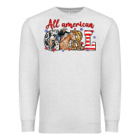 Oatmeal Heather All American girl with cowgirl Premium Sweatshirt - Neo Western