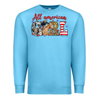 Ocean Blue All American girl with cowgirl Premium Sweatshirt - Neo Western