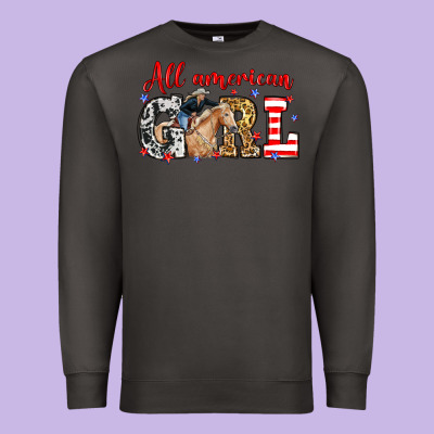 All American Girl With Cowgirl Premium Sweatshirt Designed By Neo Western