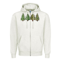 Oatmeal Heather christmas trees Zipper Hoodie - MaliasSmallBusiness