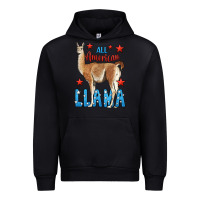 Black All American Llama Urban Hoodie - LillyAllenDesigns
