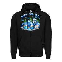 Black merry christmas snowman gnomes truck Zipper Hoodie - MaliasSmallBusiness