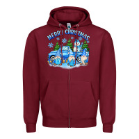 Burgundy merry christmas snowman gnomes truck Zipper Hoodie - MaliasSmallBusiness
