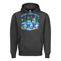 Charcoal Heather merry christmas snowman gnomes truck Zipper Hoodie - MaliasSmallBusiness