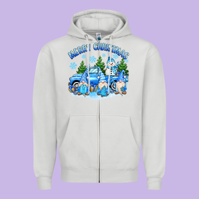 Zipper Hoodie merry christmas snowman gnomes truck
