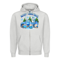 Dove Grey merry christmas snowman gnomes truck Zipper Hoodie - MaliasSmallBusiness