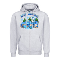 Heather Grey merry christmas snowman gnomes truck Zipper Hoodie - MaliasSmallBusiness