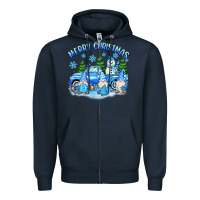 Navy merry christmas snowman gnomes truck Zipper Hoodie - MaliasSmallBusiness