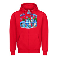 Red merry christmas snowman gnomes truck Zipper Hoodie - MaliasSmallBusiness