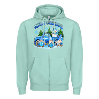 Seafoam merry christmas snowman gnomes truck Zipper Hoodie - MaliasSmallBusiness
