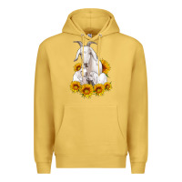 Antique Gold goat family with sunflowers Premium Hoodie - Artiststas