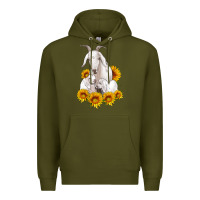 Army Green goat family with sunflowers Premium Hoodie - Artiststas
