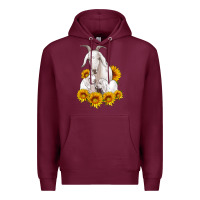 Burgundy goat family with sunflowers Premium Hoodie - Artiststas