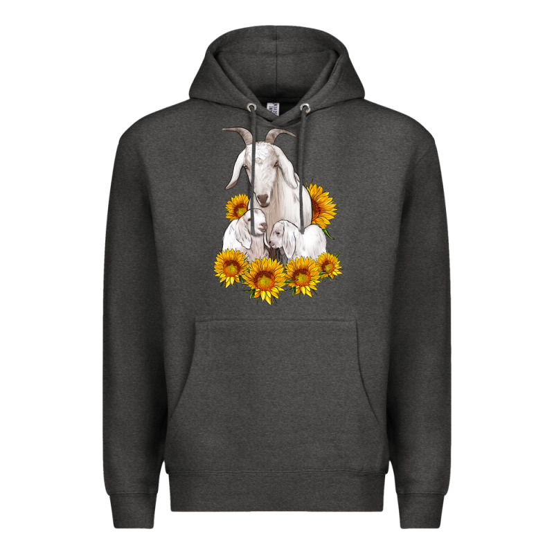Goat Family With Sunflowers Premium Hoodie by Artiststas | Teevron