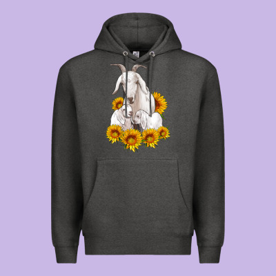 Goat Family With Sunflowers Premium Hoodie Designed By Artiststas