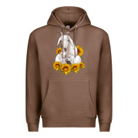 Chestnut goat family with sunflowers Premium Hoodie - Artiststas