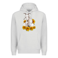 Dove Grey goat family with sunflowers Premium Hoodie - Artiststas