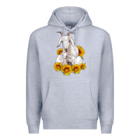 Heather Grey goat family with sunflowers Premium Hoodie - Artiststas