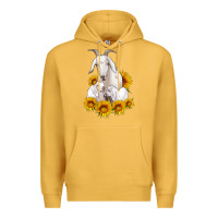 Mustard goat family with sunflowers Premium Hoodie - Artiststas