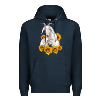Navy goat family with sunflowers Premium Hoodie - Artiststas