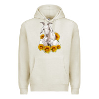 Oatmeal Heather goat family with sunflowers Premium Hoodie - Artiststas