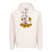 Pale Pink goat family with sunflowers Premium Hoodie - Artiststas