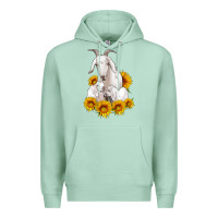 Seafoam goat family with sunflowers Premium Hoodie - Artiststas