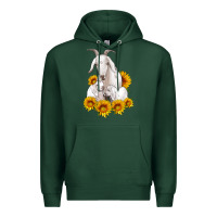 Sports Green goat family with sunflowers Premium Hoodie - Artiststas