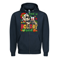 Navy full of holiday spirit Zipper Hoodie - MaliasSmallBusiness