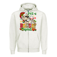 Oatmeal Heather full of holiday spirit Zipper Hoodie - MaliasSmallBusiness