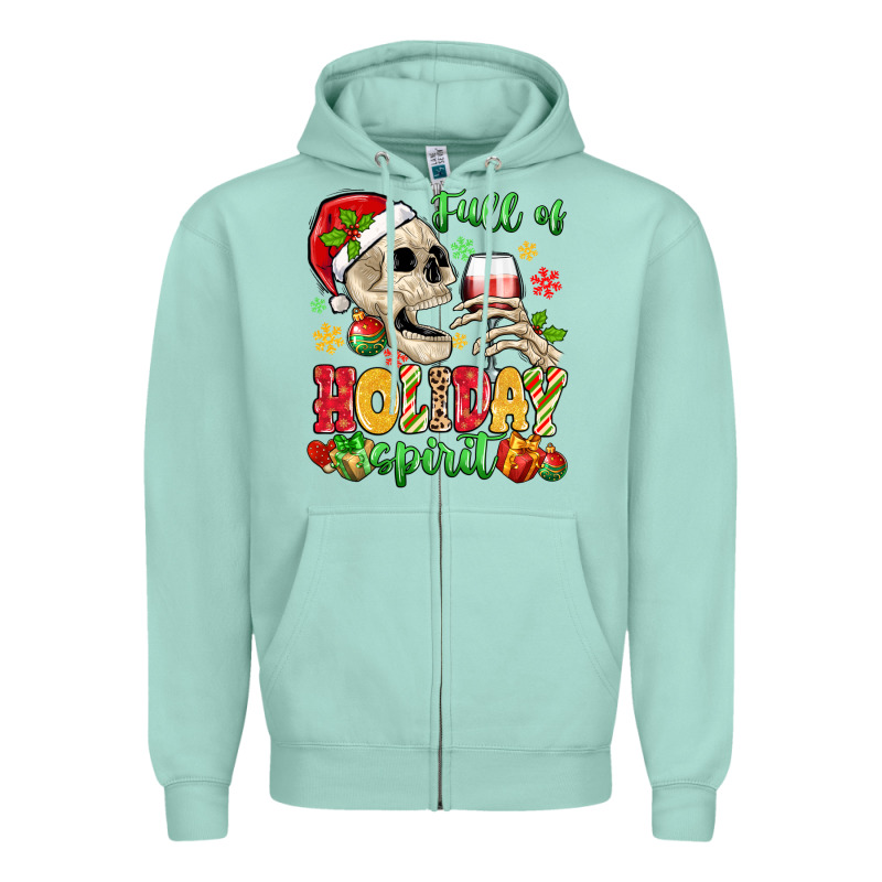 Full Of Holiday Spirit Zipper Hoodie by MaliasSmallBusiness | Teevron