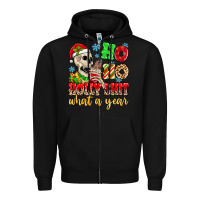 Black ho ho holy shit what a year Zipper Hoodie - MaliasSmallBusiness
